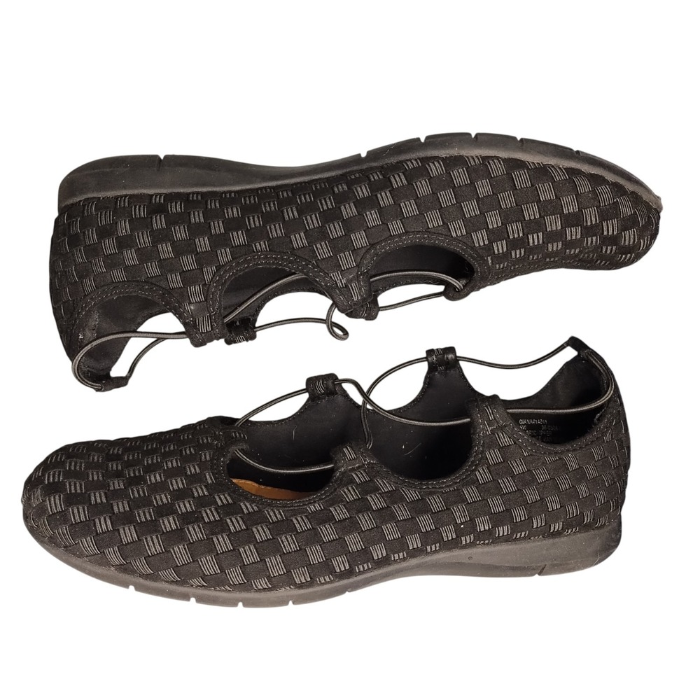 Comfortview Giana Flats Womens US Size 5W Black Woven Comfort Round Toe Slip On